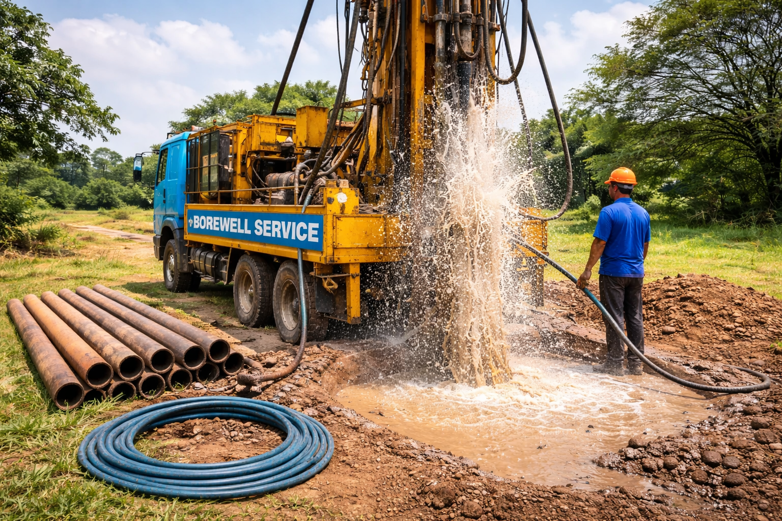 BOREWELL MOTOR SUCTION LINE CLEANING